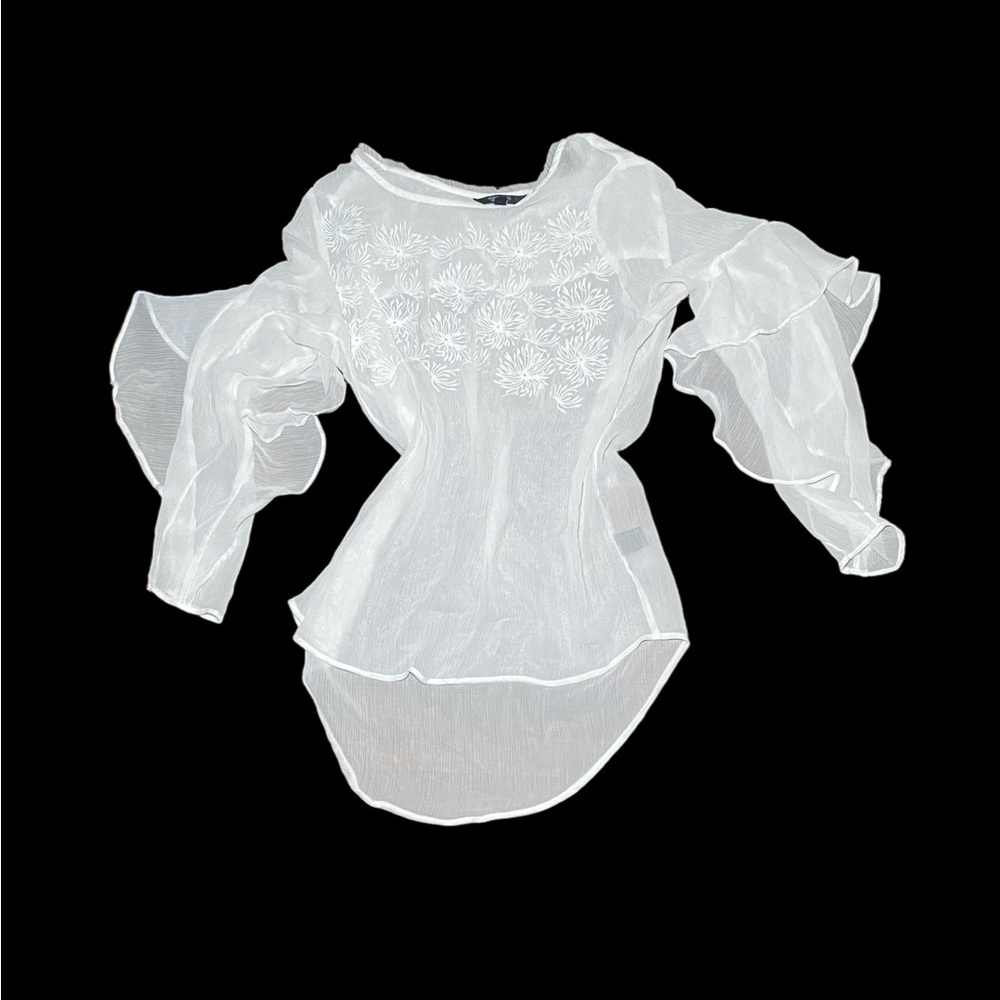 Vera Wang White sheer mesh blouse